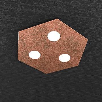 Plafoniera Industrial-Minimal Esagonale Hexagon Metallo Foglia Rame 3 Led 12X3W