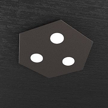 Plafoniera Industrial-Minimal Esagonale Hexagon Metallo Marrone 3 Luci Led 12X3W