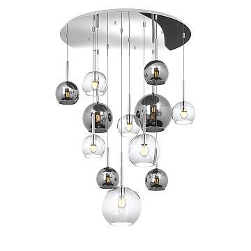 Lampadario Contemporaneo Future Metallo Cromo Vetro Mix Trasp-Cromo 12 Luci E27