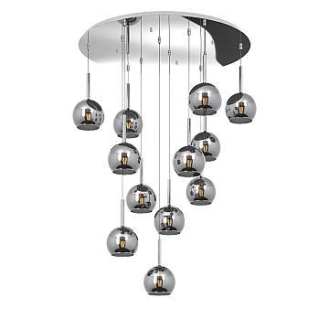Lampadario Contemporaneo Future Metallo Cromo Vetro 12 Luci E27