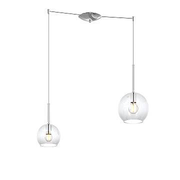 Lampadario Contemporaneo Future Metallo Cromo Vetro Trasparente 2 Luci E27