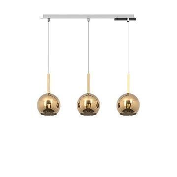 Lampadario Rettangolare Contemporanea Future Metallo Cromo Vetro Oro 3 Luci E27