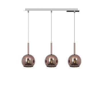Lampadario Rettangolare Contemp Future Metallo Cromo Vetro Rame 3 Luci E27