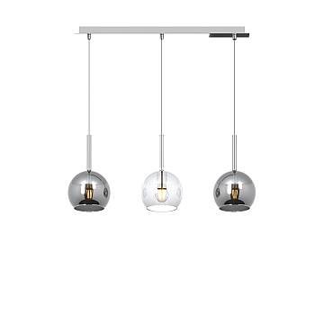 Lampadario Rettangolare Future Metallo Cromo Vetro Trasp-Cromo 3 Luci E27