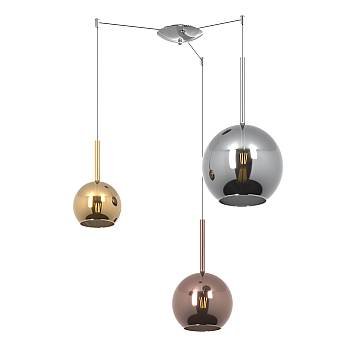Lampadario Contemporaneo Future Metallo Cromo Vetro Multicolor 3 Luci E27