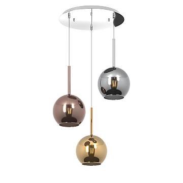 Lampadario Contemporaneo Future Metallo Cromo Vetro Medio Multicolor 3 Luci E27