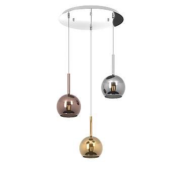 Lampadario Tondo Contemporaneo Future Metallo Cromo Vetro Multicolor 3 Luci E27