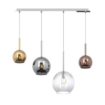 Lampadario Contemporaneo Future Metallo Cromo Vetro Multicolor 4 Luci E27