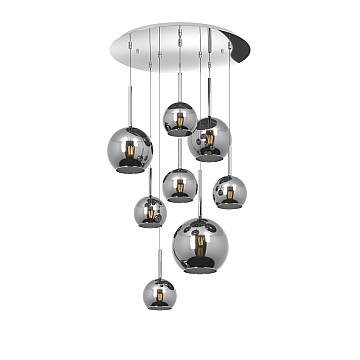 Lampadario Contemporaneo Future Metallo Cromo Vetro Mix 8 Luci E27