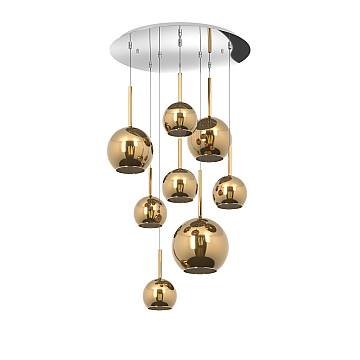Lampadario Contemporaneo Future Metallo Cromo Vetro Mix Oro 8 Luci E27