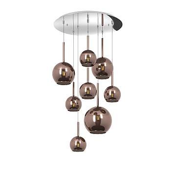 Lampadario Contemporaneo Future Metallo Cromo Vetro Mix Rame 8 Luci E27