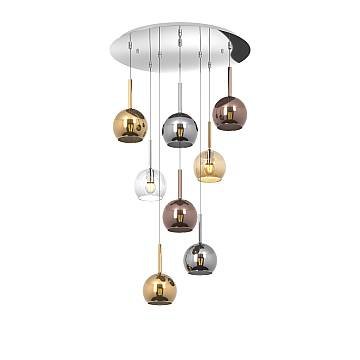 Lampadario Contemporaneo Future Metallo Cromo Vetro Multicolor 8 Luci E27