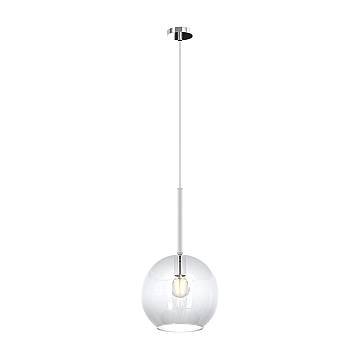 Sospensione Contemporanea Future Metallo Cromo Vetro Trasp. 1 Luce E27 D.25Cm