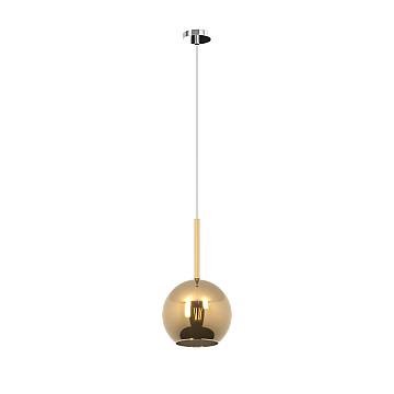 Sospensione Contemporanea Future Metallo Cromo Vetro Oro 1 Luce E27 D.20Cm