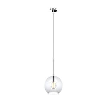 Sospensione Contemporanea Future Metallo Cromo Vetro Trasp. 1 Luce E27 D.20Cm