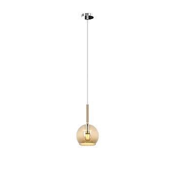 Sospensione Contemporanea Future Metallo Cromo Vetro Ambra 1 Luce E27 D.15Cm