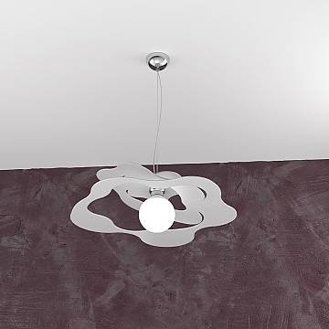 Sospensione Moderna Ripples Metallo Grigio 1 Luce E27 D.50Cm