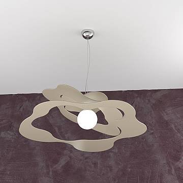 Sospensione Moderna Ripples Metallo Sabbia 1 Luce E27 D.70Cm