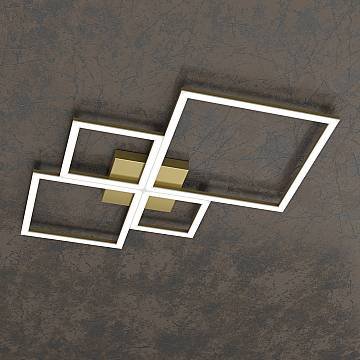 Plafoniera Moderna Quadrata Four Squares Alluminio Oro Oro Brunito Led 90W