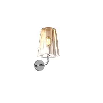 Applique Contemporanea Con Cavo Shaded Metallo Cromo Vetro Ambra 1 Luce E27