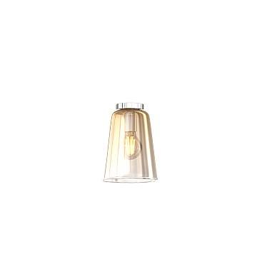 Plafoniera Contemporanea Shaded Metallo Cromo Vetro Ambra 1 Luce E27