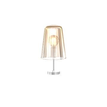 Abatjour Contemporaneo Shaded Metallo Cromo Vetro Ambra 1 Luce E27