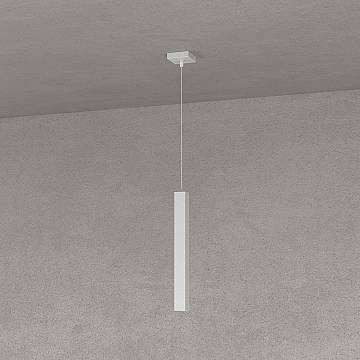 Sospensione Moderna Square Tube Metallo Grigio 1 Luce Gu10