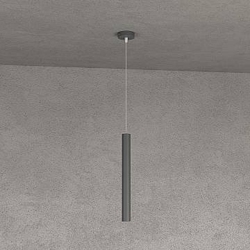 Sospensione Moderna Round Tube Metallo Antracite 1 Luce Gu10