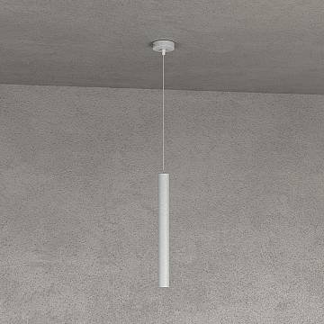 Sospensione Moderna Round Tube Metallo Grigio 1 Luce Gu10