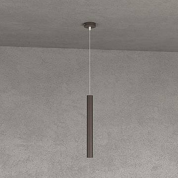 Sospensione Moderna Round Tube Metallo Marrone 1 Luce Gu10