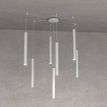 Sospensione Moderna Round Tube Metallo Grigio 7 Luci Gu10