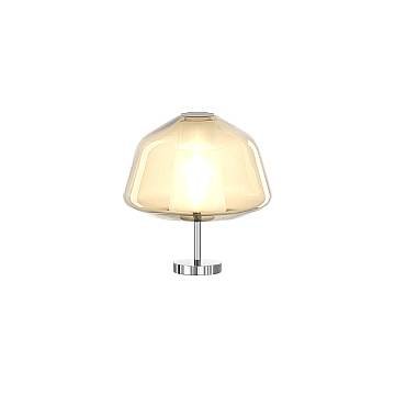 Lampada Contemporanea Double Skin Alpha Metallo Cromo Vetro Ambra 1 Luce E27