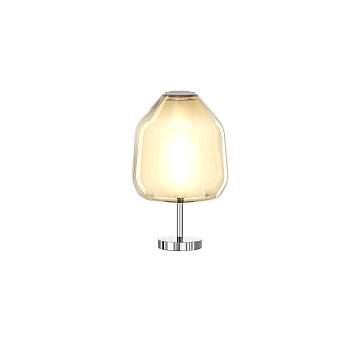 Lampada Contemporanea Double Skin Beta Metallo Cromo Vetro Ambra 1 Luce E27