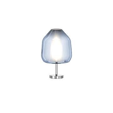 Lampada Contemporanea Double Skin Beta Metallo Cromo Vetro Blu 1 Luce E27