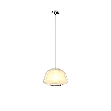 Sospensione Contemporanea Double Skin Alpha Metallo Cromo Vetro Ambra 1 Luce E27