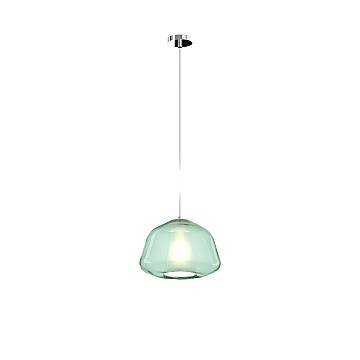 Sospensione Contemporanea Double Skin Alpha Metallo Cromo Vetro Verde 1 Luce E27