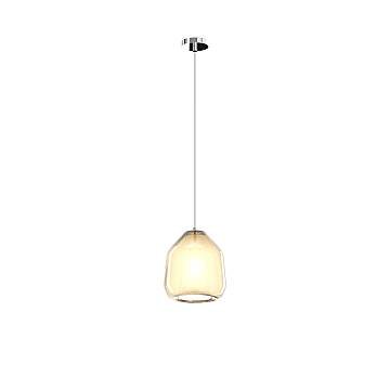 Sospensione Contemporanea Double Skin Beta Metallo Cromo Vetro Ambra 1 Luce E27