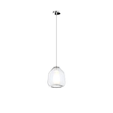 Sospensione Contemporanea Double Skin Beta Metallo Cromo Vetro Trasp. 1 Luce E27