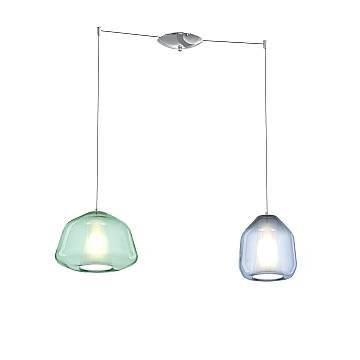 Lampadario Contemp Double Skin Metallo Cromo Vetro Ab Multicolor 2 Luci E27