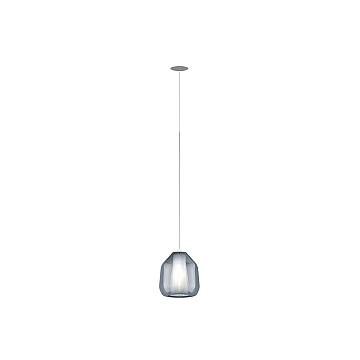 Sospensione Contemporaneo Double Skin Metallo Cromo Vetro Blu 1 Luce E27