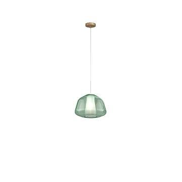 Sospensione Contemporaneo Double Skin Metallo Ottone Vetro Verde 1 Luce E27