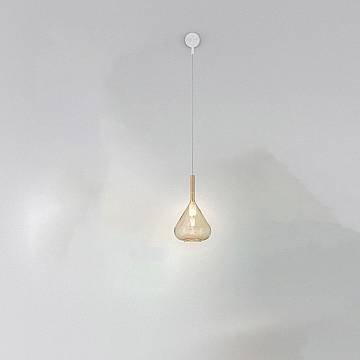 Applique Contemporanea Kona Metallo Bianco Vetro Ambra 1 Luce E27