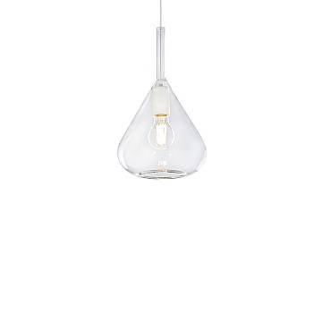 Applique Contemporanea Kona Metallo Bianco Vetro Trasparente 1 Luce E27