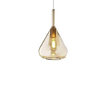 Applique Contemporanea Kona Metallo Ottone Satinato Vetro Ambra 1 Luce E27