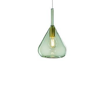 Applique Contemporanea Kona Metallo Verde Vetro Ottone Satinato 1 Luce E27