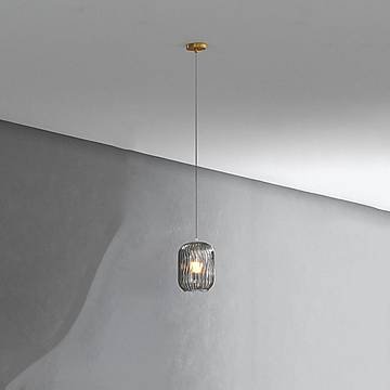 Lampadario Contemporaneo Tender Metallo Ottone Vetro Fumè 1 Luce E27