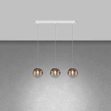 Lampadario Contemporaneo Eclipse Metallo Bianco Vetro Bronzo 3 Luci G9