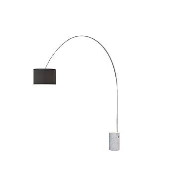 Piantana Contemporanea Turning Marmo Bianco Cilindro Tessuto Nero 1 Luce E27