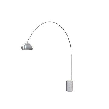 Piantana Contemporanea Turning Marmo Bianco Cilindro Metallo Cromo 1 Luce E27