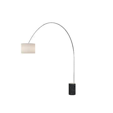 Piantana Contemporanea Turning Marmo Nero Cilindro Tessuto Bianco 1 Luce E27